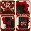 Red Flower Garland Wedding Door Hanging Chinese Double Happiness Sign  Home Entrance Decor