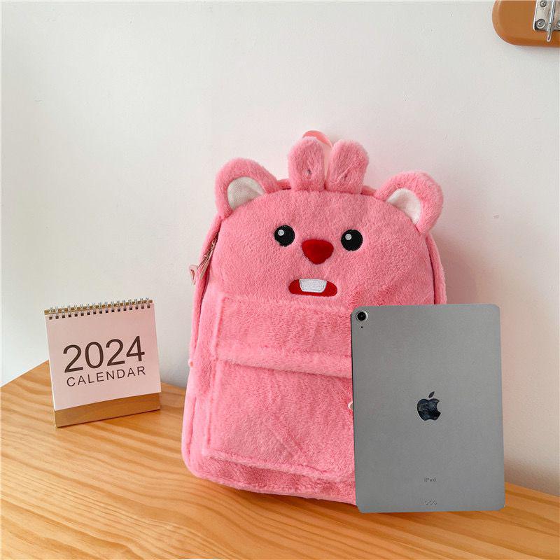 

Милый Свежий Вместительный Симпатичный Медведь Пушистый Студенческий Рюкзак 37*33 cm