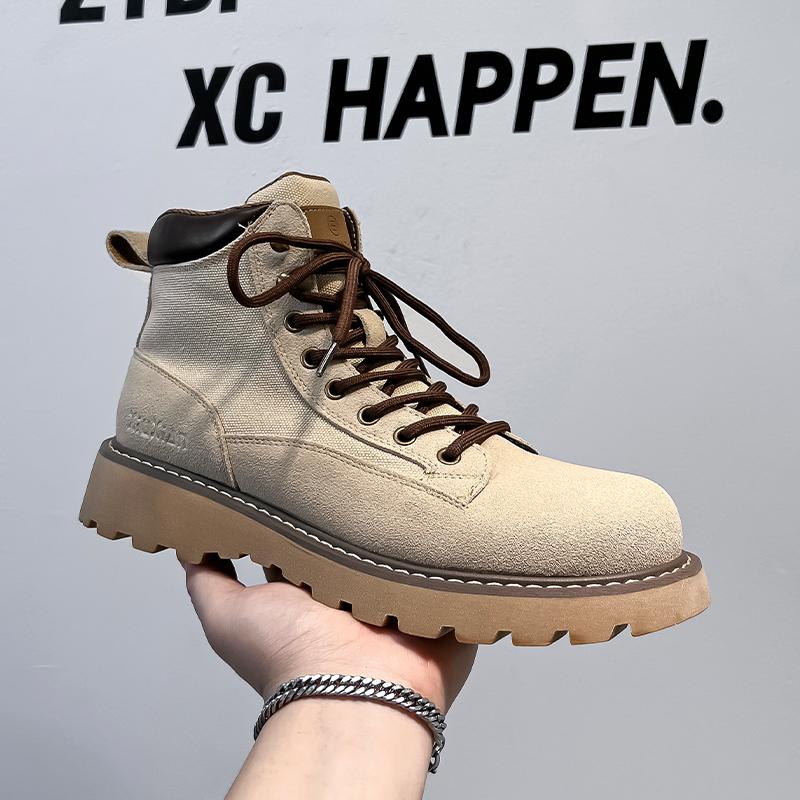 

Brand Men s All-season Casual Leather Shoes, Thick-soled Yellow Boots, Oxford Business Shoes, and Men s Boots with Fleece Lining 44