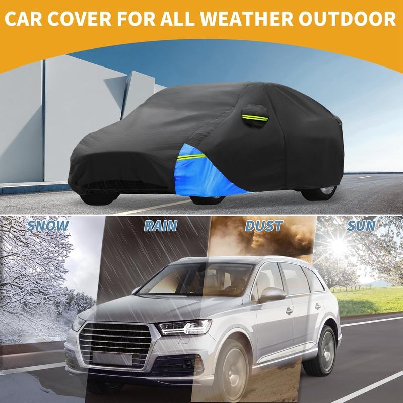 Motoforti Waterproof Car Cover Car Outdoor Full Car Cover for Tesla Model 3 210DBlack Blue with Door Zipper