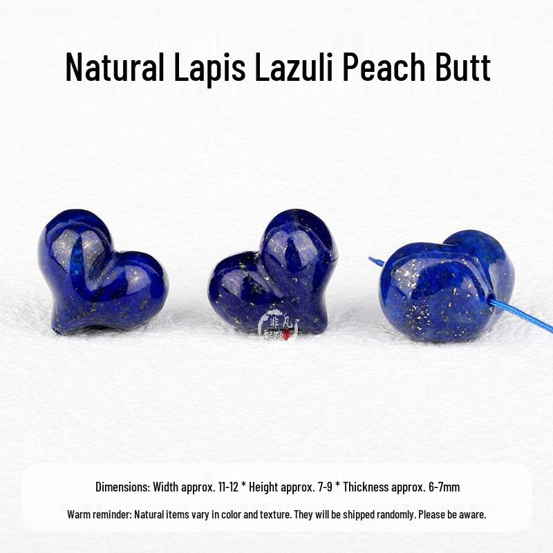 Natural Lapis Lazuli Heart Peach Carved Beads for DIY Bracelets and Necklaces