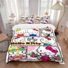 3pcs Hello Kitty Collection Quilt Set Cartoon Themed Bed Quilt Set Lovely Character Bedroom Decor Bed Quilt Set Four Seasons (1 Cover + 2Pillowca