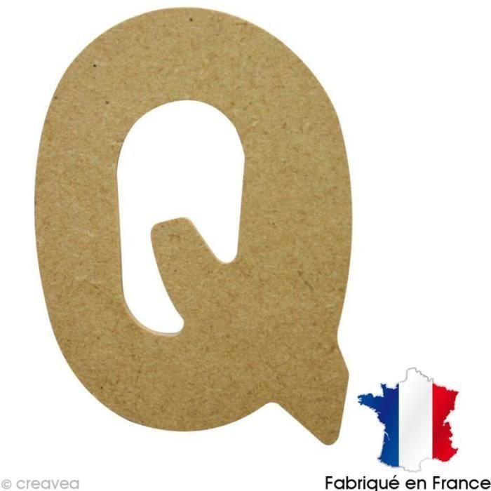 Lettre en bois Q 7 cm - Marron - Adulte - Mixte - Objets décoratifs - Artisanal