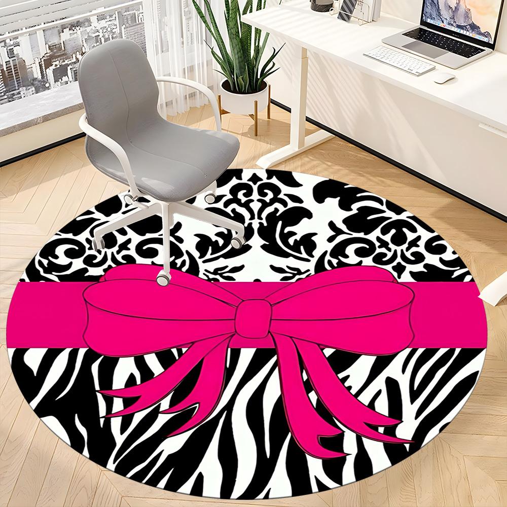 1pc Zebra Print Bow Chair Carpet for Office - Durable, Ideal for Chair Mats, Stylish & Functional Decorative Rug yy260130059