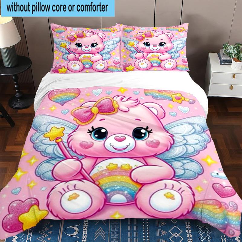3PCS Rainbow Bears 3pcs Bedding,Including 3PCS Duvet Cover And 2pcs Pillowcases Perfect for Christmas,Ideal for Bedroom, Dormitory