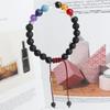 Seven Chakra Volcanic Stone Bead Bracelet: European-American Yoga Jewelry