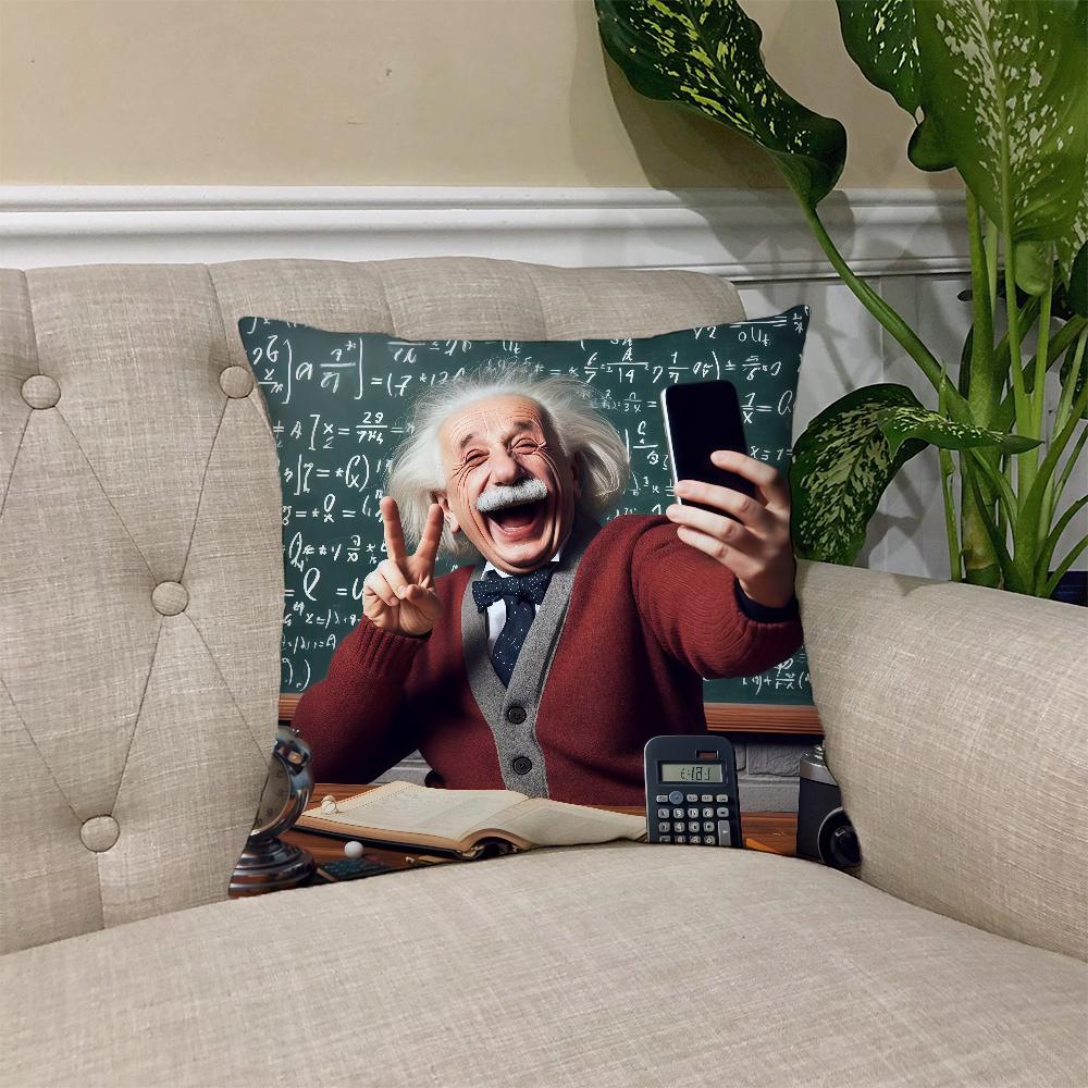 A-Albert E-E-EINSTEIN Cushion Cover Square Sofa Cushion Cover Casual Skin-Friendly Comfortable Pillow Cover