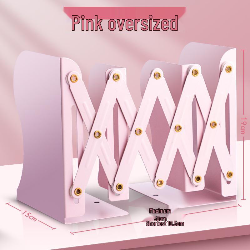 Retractable Bookend with Pen Holder - Foldable Desktop Bookshelf and Divider