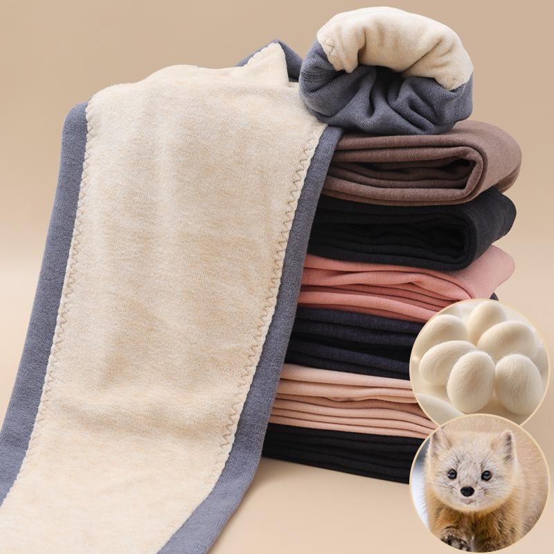 Men's and Women's High Waist Winter Velvet Lined Pants: Thickened Knee Pads, Warm Cotton Wool Base Layer, Autumn Thread, Silk Touch.
