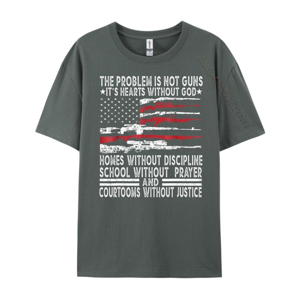 Funny Shirt The Problem Is Not Guns Its Hearts Without God Christian Tshirt Men Fashionable and Trendy Tshirts Men Funny
