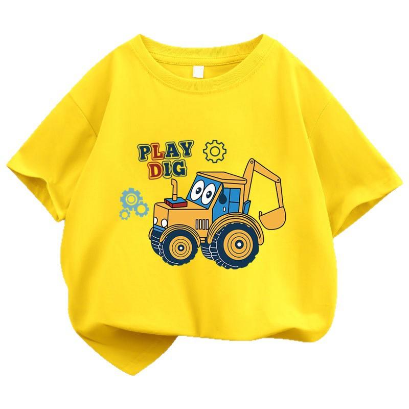 Boys' Pure Cotton Short-sleeved T-shirt New Style Medium and Large Children's Summer Round Neck Printed T-shirt Children's Loose Summer Wear Trend
