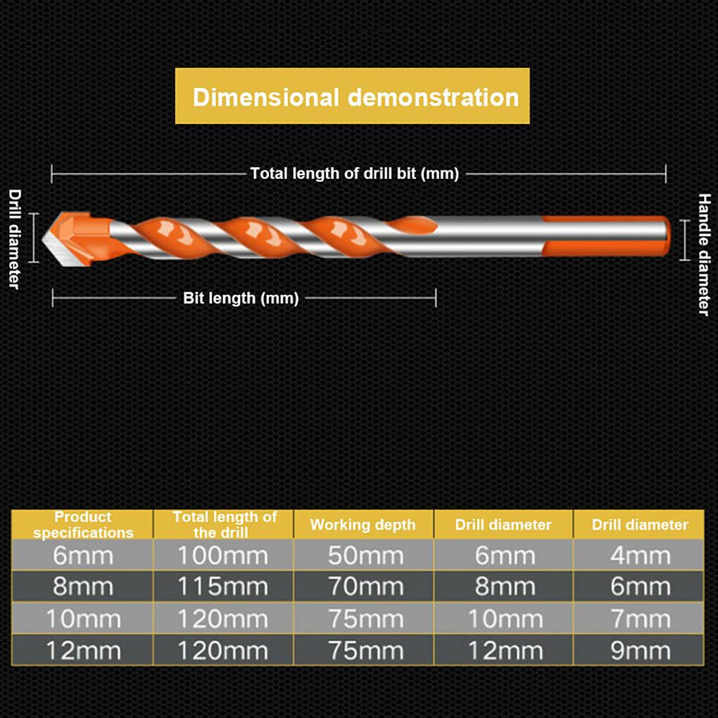 Glass Drill Bit Set Triangular Non-slip Ceramic Tile Punching Drilling Hole Openers Alloy Tile Punching Tools