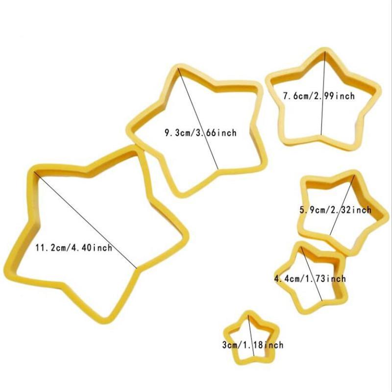 6Pcs/set Christmas Tree Cookie Cutter Stars Heart Flower Fondant Cake Biscuit Cutter Mold 3D Cake Decorating Tools Baking Moulds