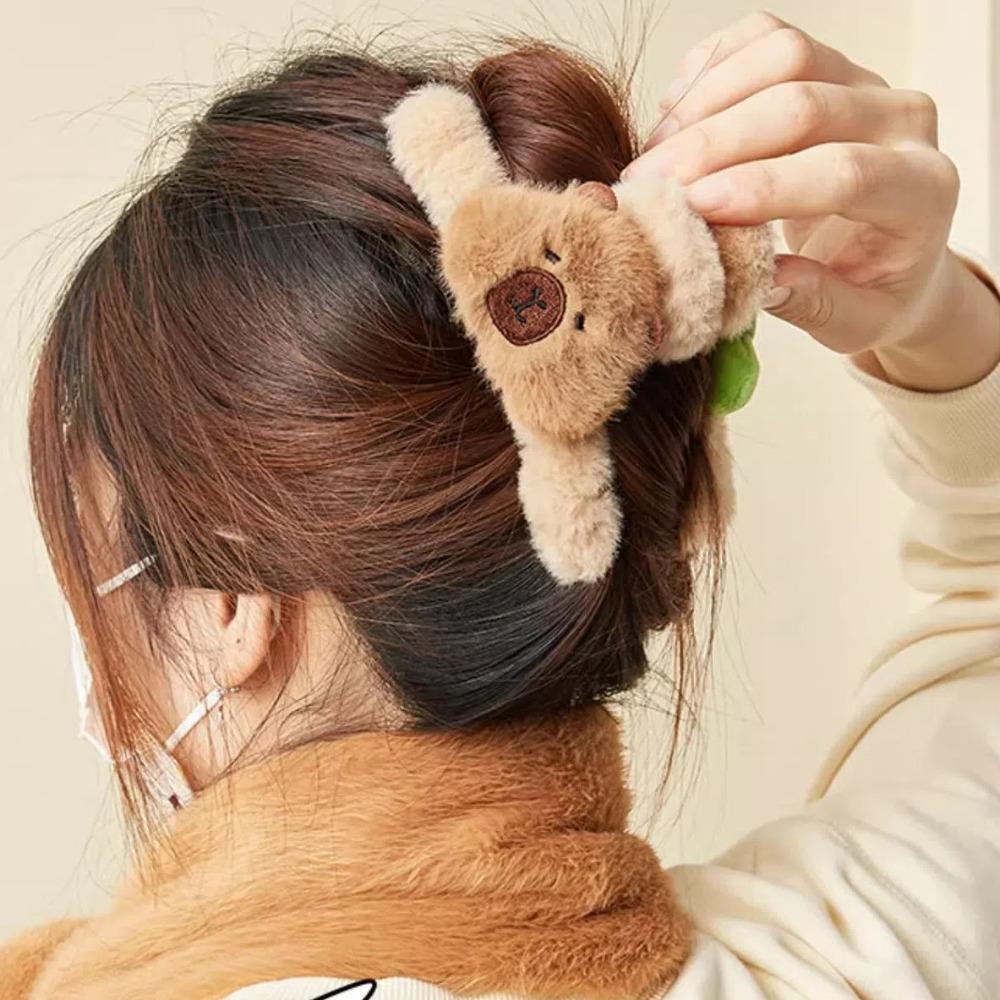 Elastic Capybara Shark Clip Turtle Cartoon Animal Hair Clip Large Capybara Hair Rope  Women