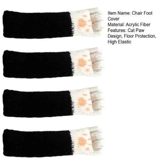 4Pcs Cat Paw Chair Leg Cover Knitting Furniture Feet Cover Floor Protectors Non-Slip No Scratch Noise Reduction Hardwood Floors Furniture Booties