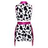 Mädchen Western Cowgirl Kostüm Metallisches Patchwork Ärmelloses Oberteil mit Fransen und Quasten-Shorts Outfit Set