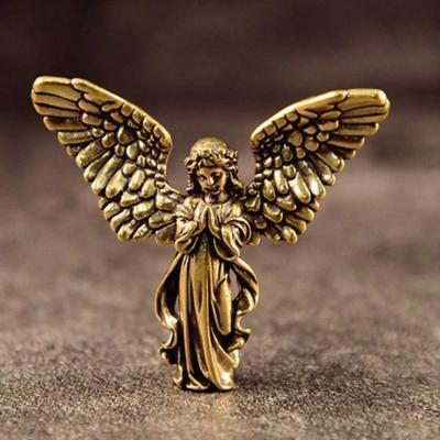 1ks Starověká měď Bůh lásky Amor Socha Malé ozdoby Mosazné andělské figurky Stolní dekorace Doplňky pro domácí dekoraci