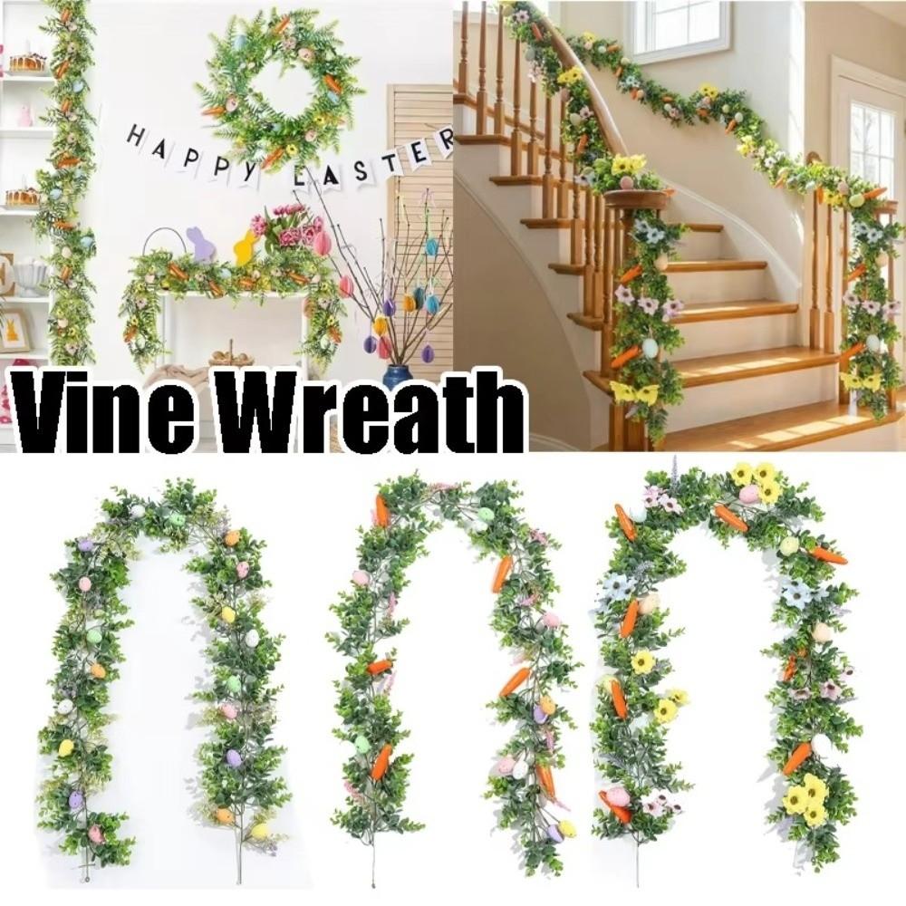 With Egg Carrot Easter Egg Garland Multi Colored Wreath Spring Vine Flower  Easter Decoration