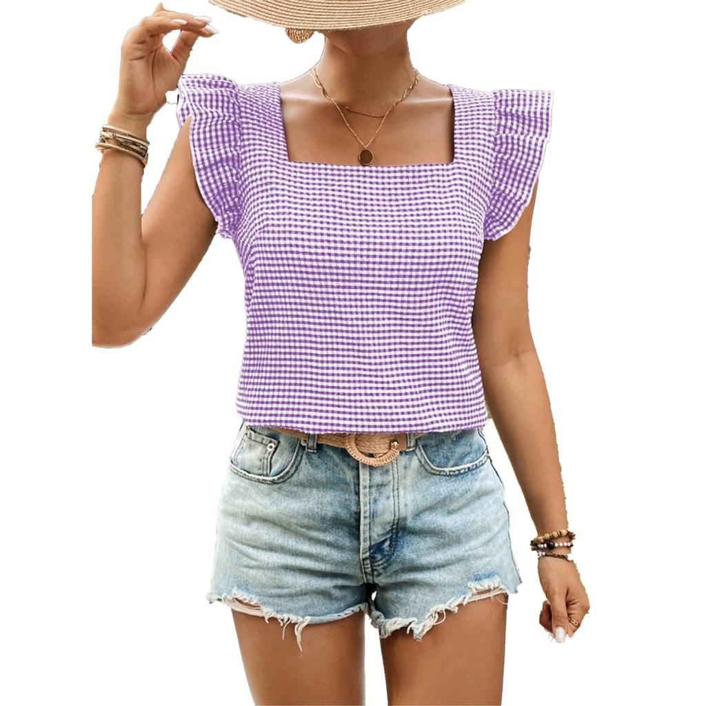 Women's Fashionable Casual Square Neck Short-sleeved Top