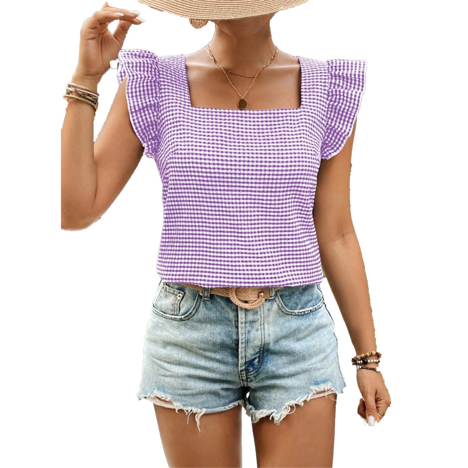 

Модный женский повседневный топ с квадратным вырезом и короткими рукавами XL красный