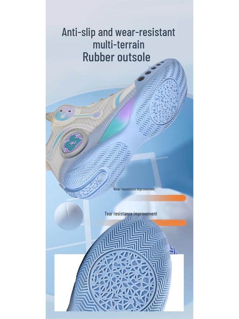 Men's High Top Breathable Non-Slip Shock-Absorbing Basketball Shoes for Middle School Students