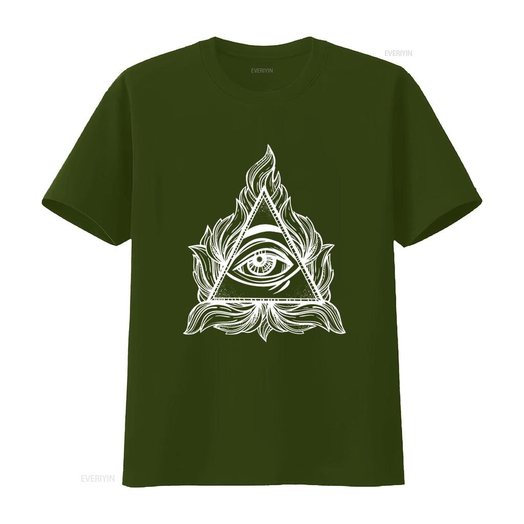 All Seeing Eye In A Triangle Illuminati T Shirt Casual Vintage Washed Stretched Homme Fashion Top For Everyday Wear Unisex