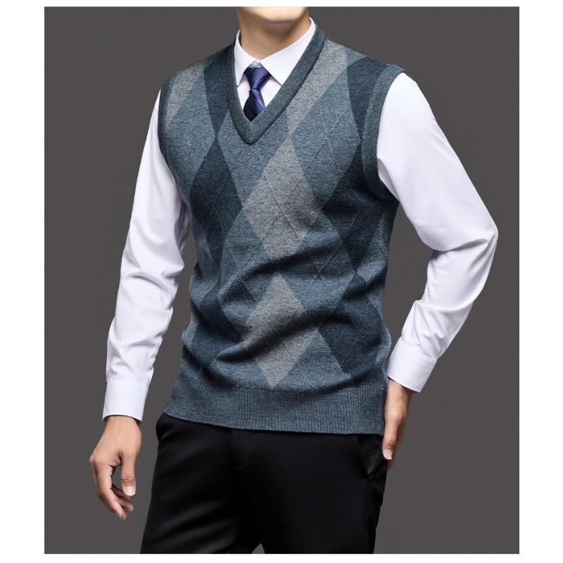Men S Knit Vest V Neck Sleeveless Pullover Business Casual Sweater
