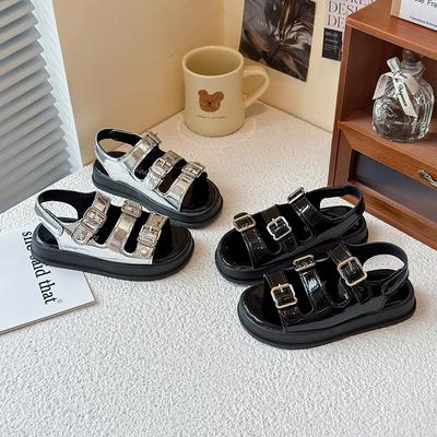 Fashion Versatile Girls' Shoes 2025 Summer New Kids Sandals Soft Soled Girls Buckle Sandals Anti Slip Child Beach Shoes Zapato