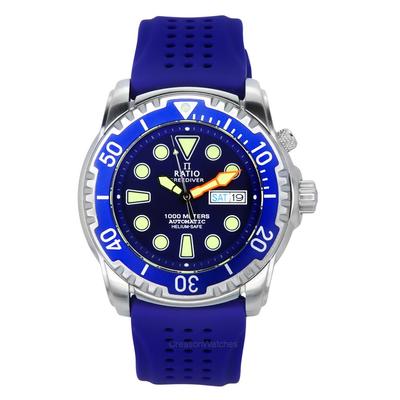 Reloj automático para hombre FreeDiver versión 02 con esfera azul, zafiro, 1000 m, 1068HA90-34VA-BLU-V02