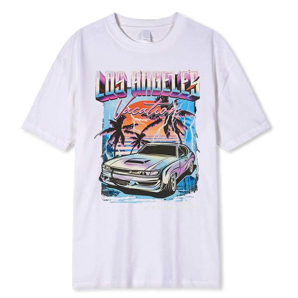 Los Angeles Vacation printing Men Tshirt Oversized Loose Clothes Street Cotton T Shirts Fashion T-Shirts Casual Brand Tshirt