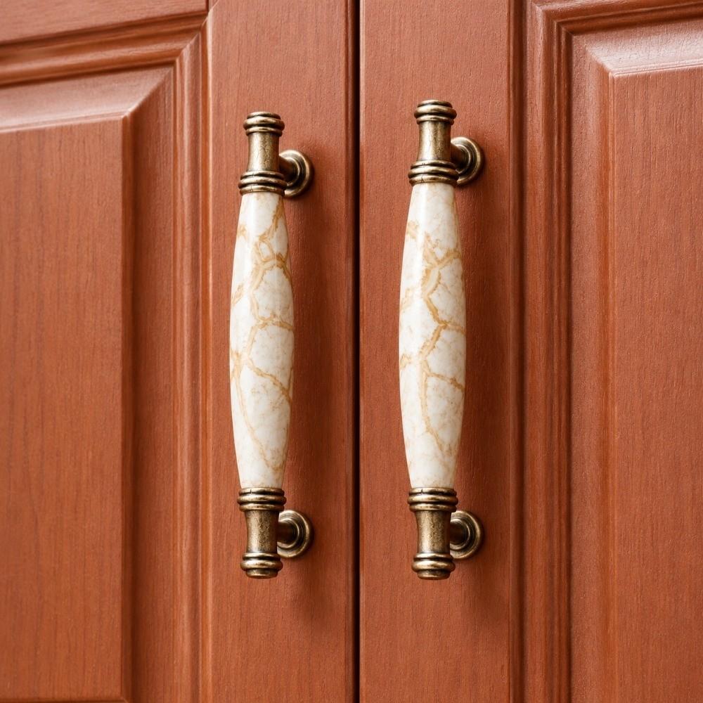 Marble Vein Ceramic Cabinet Knobs Antique Crack Door Knobs Vintage Wardrobe Handles Cabinet Doors