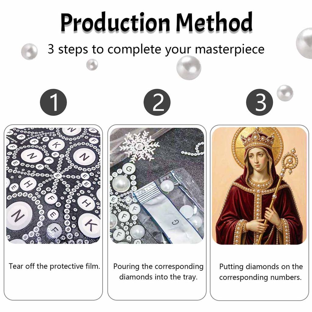 DIY 3D Pearl Diamond Painting Art Set Queen Saint Crown Home Decor Art Set Wall Art