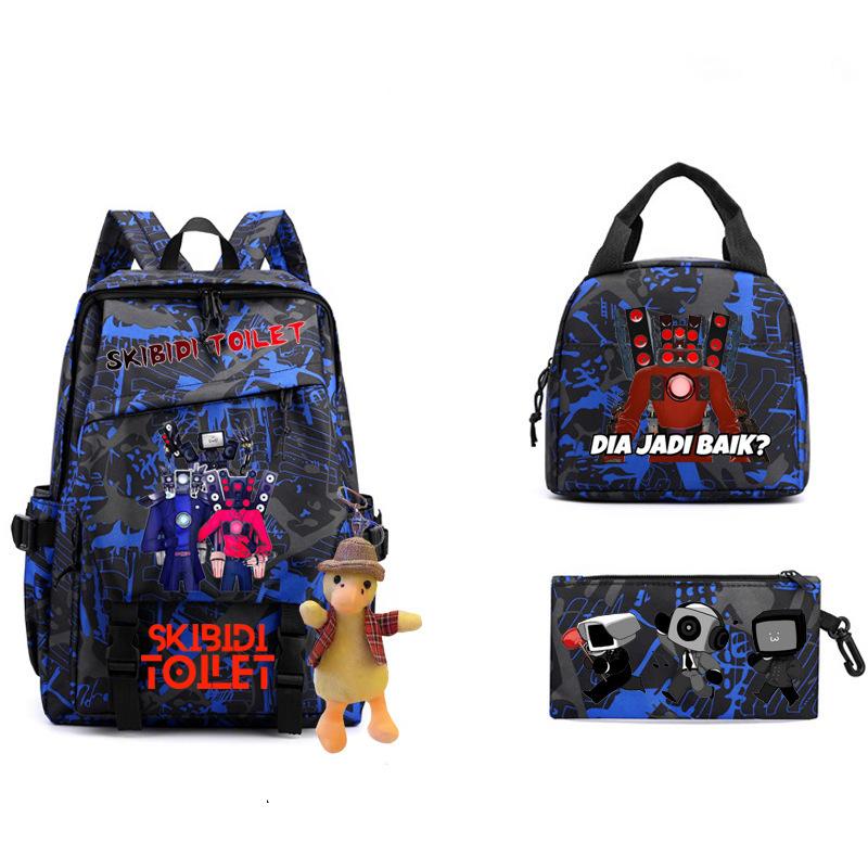 New Skibidi Toilet Man Spoof School Bag Elementary School Backpack Satchel Pencil Case