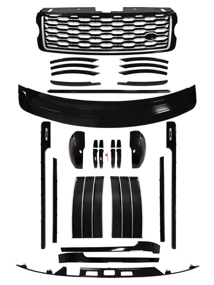 13-18 Range Rover Executive Schwarzes Karosserie-Kit: 22-teiliges Zierleisten-Set mit Gitter, Haifischkiemen & Türgriffen