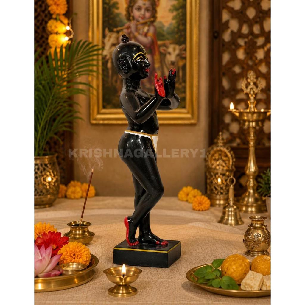 Polyresin Zwart Krishna Banke Bihari Kanha ji Murti Beeld Idool voor Huis Pooja Cadeaustuk Kantoor Decoratie Idool Maat 25,4 cm