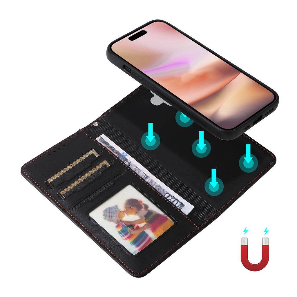 For iPhone 16 Plus Magnetic Case BETOPNICE Detachable PU Leather Phone Cover with Strap