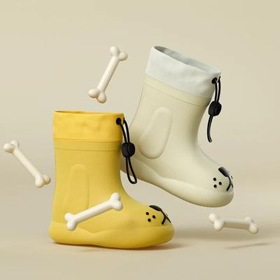 Children Rain Boots for Boys Girls Rain Boots Waterproof Baby Non-slip Rubber Water Shoes Children Rainboots Four Seasons Remova