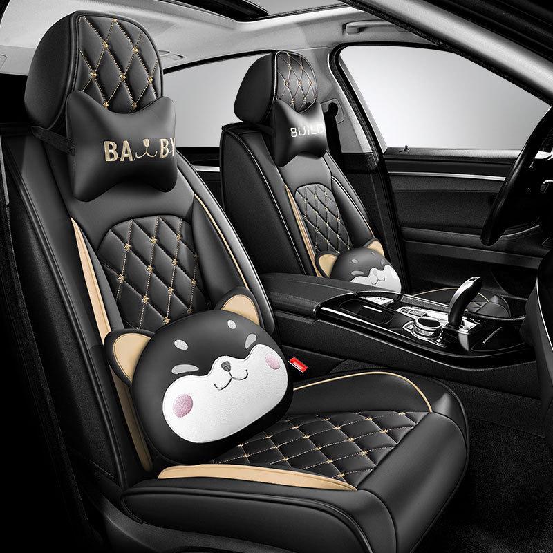 2022 Korona Uniwersalna Skórzana Poduszka na Fotel Samochodowy z Wzorem Diamentowym - Na Cały Rok, Pełne Pokrycie