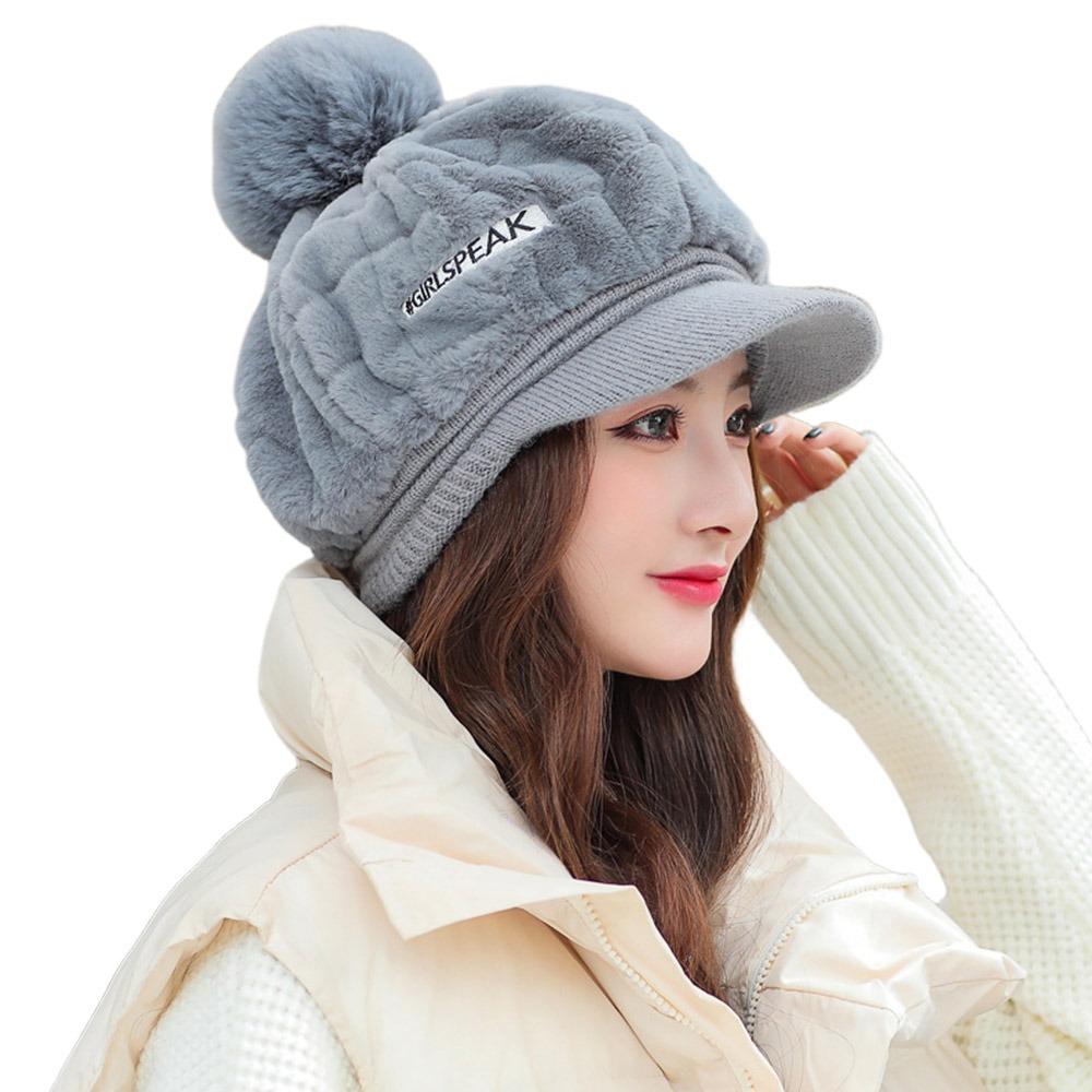

Thickened Knitted Hat Keep Warm Ear Protection Hat Fashion Beanies Bonnet Women серый