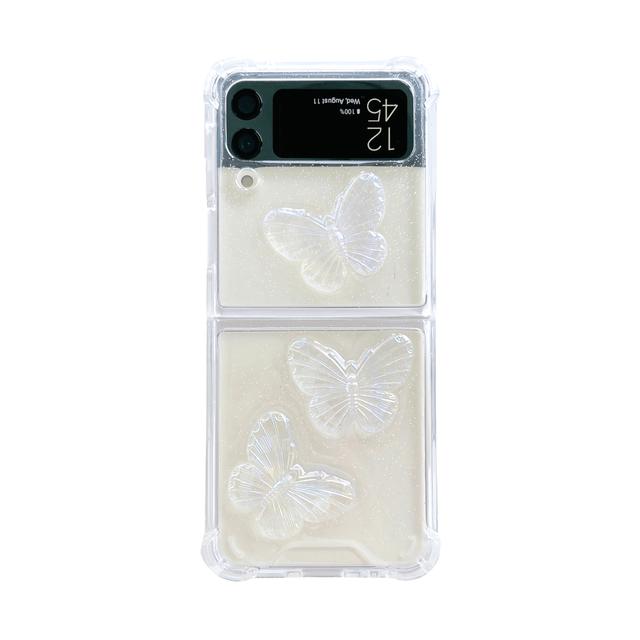 

Для Samsung Galaxy Z Flip 4 3 Чехол Прозрачный Блестящий Кристалл Бабочка Прозрачный Противоударный Защита Жесткая Задняя Крышка Аксессуары For Samsung Z Flip 3