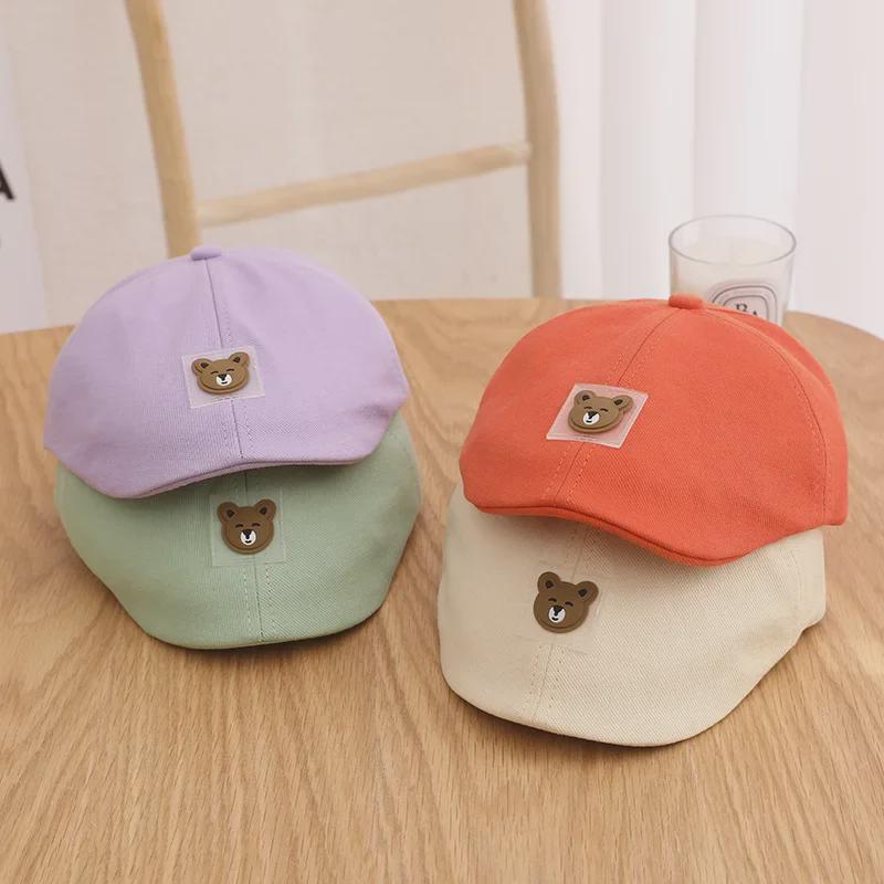 Benhui Baskenmütze mit Cartoon-Bär und Entenschnabel für Kinder im Alter von 1–3 Jahren – modische Mütze für Jungen und Mädchen