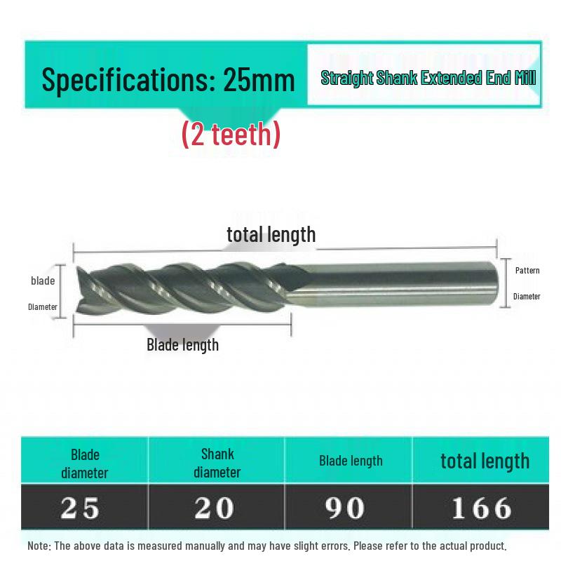 Jinfeng Extended 2-Flute Straight Shank Milling Cutter (3 to 20mm)