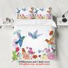 3-piece set of natural floral hummingbird pattern print (1 duvet cover+2 pillowcases, no core) soft and comfortable bedding set