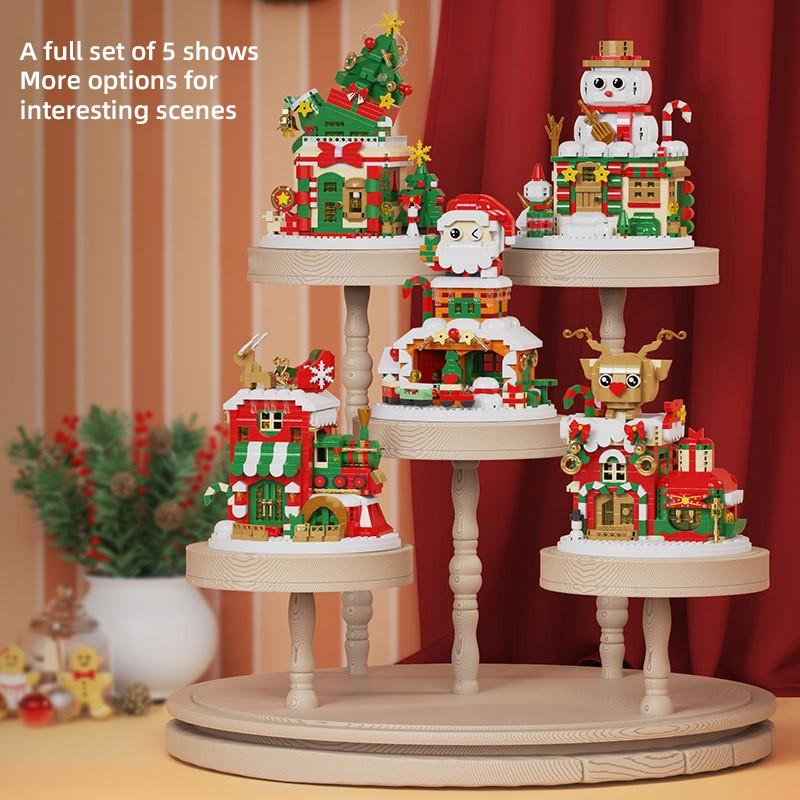 Weihnachtsgeschenke Mikro-Baustein-Serie Weihnachtsmann Rentier Puzzle Zusammenbau Steine Tischdekoration Spielzeug Kinder