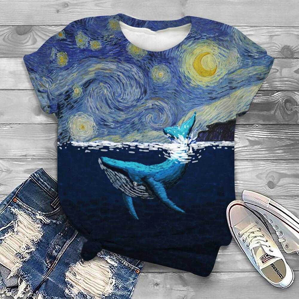 Summer Animal Whale 3D Print T-shirts Women Streetwear Casual Fashion Y2k Short Sleeve T Shirt O-neck Tees Tops Clothing