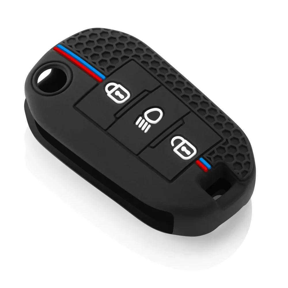 Silicone Car Flip Key Case Cover Shell For Peugeot 208 308 408 508 2008 3008 4008 5008 For Citroen C3 C4 CACTUS C6 Accessories