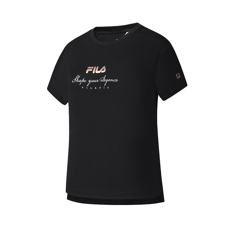 Fila Fitness Loose Comfortable Simple Breathable Regular T-Shirt Women Tops Deep-Black A11W521107FBK