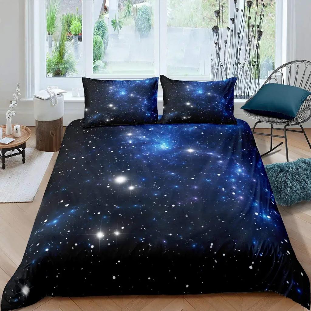 Galaxy Space Bedding Duvet Cover Set Queen Galaxy Planet Printed Comforter Cover Universe Bedding Set Solar System Decor Teens