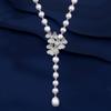 New Hand-made Flower-shaped Pearl Necklace Accessories Women Versatile Autumn Winter Beaded Sweater Chain High-end Long-style