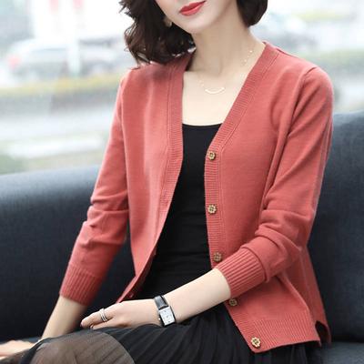 Women's Spring and Autumn Thin Section Loose Casual Button Paragraph Short Paragraph Hundred Matching Cardigan Jumper Coat Female Shawl
